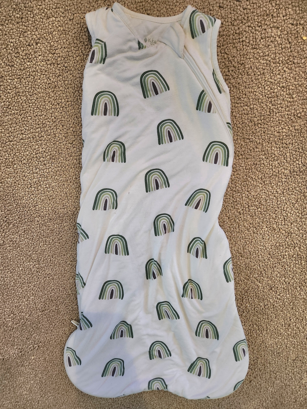 Kyte BABY White Sleep Sack with Green Rainbow Print